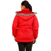 PPTHEFASHIONHUB - Polyester Red Hooded Jackets - None