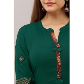 Preksha - Green Rayon Women''s Front Slit Kurti ( Pack of 1 ) - None