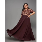 Miss Chase A+ Georgette Embroidered Full Length Womens Fit & Flare Dress - Wine ( Pack of 1 ) - None