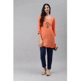 JC4U - Peach Rayon Womens Straight Kurti - S