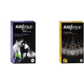 MANFORCE 3 in 1 (Ribbed Contour Dotted) Wild Black Grapes Flavoured Condoms- 10 Pieces & Overtime Pineapple 3in1 (Ribbed Contour Dotted) Condoms - 10 Pieces Condom (Set of 2 20 Sheets)