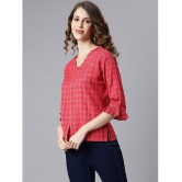 Janasya - Red Cotton Womens Regular Top ( Pack of 1 ) - M