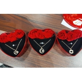 Valentine's Adornments Jewelry & Artificial Flower Heart Box