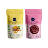 Vedicine Natural Wild Turmeric Powder and Rose Petal Powder (100g each) (Pack of 2)