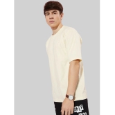 PPTHEFASHIONHUB Cotton Blend Oversized Fit Solid Half Sleeves Mens T-Shirt - Beige ( Pack of 1 ) - None