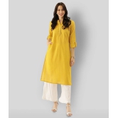 Divena - Yellow Cotton Womens Straight Kurti ( Pack of 1 ) - XXL