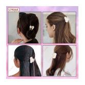 LYKAA Stylish Fancy White Pearl Hair Claw Fashionable Clip Clutcher Hair For Women & Girls 5Pcs - White