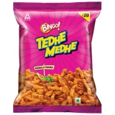 Bingo! Tedhe Medhe Masala Tadka, Spindle Shaped Crunchy Snack With Indian Masala Flavour Perfect For Snacking, 90G