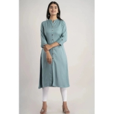 MAUKA - Turquoise Rayon Womens Front Slit Kurti ( Pack of 1 ) - None