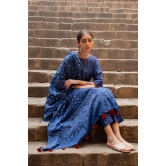 Midnight blue kurta set with dupatta-S