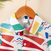 Venutaloza Boys Geometric Graphic Color-block Shirt For Boy.-6 Month to 12 Month