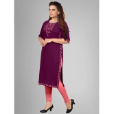 Kapadia - Wine Rayon Womens Straight Kurti ( Pack of 1 ) - None