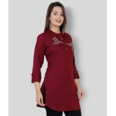 JC4U - Red Rayon Womens Straight Kurti - L