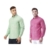 KLOSET By RIAG 100% Cotton Regular Fit Self Design Full Sleeves Men's Casual Shirt - Magenta ( Pack of 2 ) - None