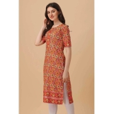 Glomee - Orange Crepe Womens Straight Kurti ( Pack of 1 ) - None