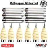 Magnusdeal 12 Pcs DIY Non-Stick Stainless Steel Baking Cones & Tubes Set. Spiral Horn Pastry Cream Roll Tubes/Cake Cone Mold/Cannoli Forms/Ice Cream Roll/Funnel Shape/Kitchen/Party