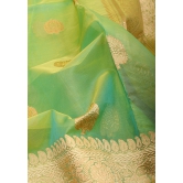 Green and mustard Dual Tone Exquisite Banarasi Organza Silk Saree with Zari Motifs | SILK MARK CERTIFIED