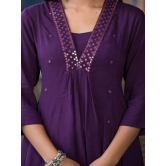 Juniper Rayon Solid Flared Womens Kurti - PURPLE ( Pack of 1 ) - None