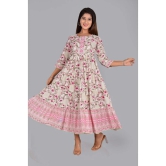 Smien Rayon Printed Anarkali Womens Kurti - Pink ( Pack of 1 ) - None