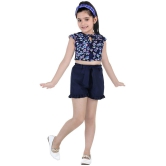 Naughty Ninos Girls Navy Blue Floral Printed Top with Short - None