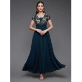 Miss Chase Georgette Solid Full Length Womens Gown - Teal ( Pack of 1 ) - None