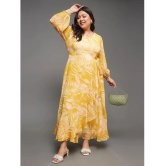 Miss Chase A+ Chiffon Self Design Midi Womens Asymmetric Dress - Yellow ( Pack of 1 ) - None