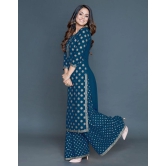 Estela - Blue Straight Rayon Women's Stitched Salwar Suit ( Pack of 1 ) - S