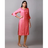 Alena Rayon Printed Straight Womens Kurti - Pink ( Pack of 1 ) - None