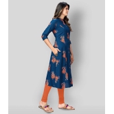 Vbuyz - Blue Rayon Womens Front Slit Kurti ( Pack of 1 ) - XL