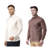 KLOSET By RIAG 100% Cotton Regular Fit Solids Full Sleeves Men's Casual Shirt - Brown ( Pack of 2 ) - None