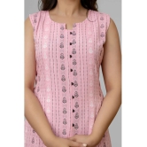 Parastri Cotton Printed Front Slit Womens Kurti - Pink ( Pack of 1 ) - None