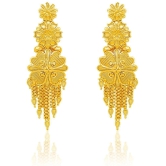 LUV FASHION Golden Chandelier Earrings ( Pack of 1 ) - Golden