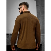 Stripe Textured Brown Full Sleeve Shirt-S / Brown