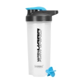 Brisqore Classic Leakproof Protein Shaker Bottle 700 ml-Transparent with Blue cap