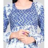 Divena - Blue Cotton Womens Flared Kurti - None