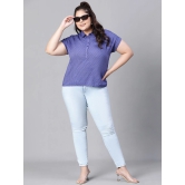 Oxolloxo Plus Size Self Design Extended Sleeves Cotton Shirt Style Top