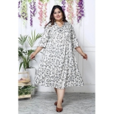 Swasti Cotton Blend Printed Anarkali Womens Kurti - White ( Pack of 1 ) - None