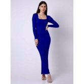 Built in Bra And Shapewear Blue Full Sleeves Dress