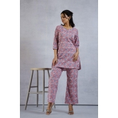 Pink and blue handblock print Loungewear set-XXL