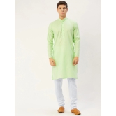 Jompers Mens Lime Cotton Solid Kurta Only-L / Green