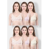 ICONIC ME Multicolor Cotton Non Padded Womens T-Shirt Bra ( Pack of 6 ) - None