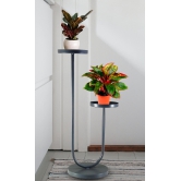 Luxurious Planter J-Shaped Iron Planter - Modern 2 Tier Home Décor-Grey