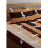 Abhikram - Brown Cotton Double Bedsheet with 2 Pillow Covers - Brown