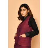 Red V-neck Handloom Cotton Jacket