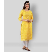 Lee Moda - Yellow Cotton Blend Womens Straight Kurti - XL