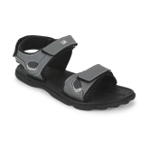 UrbanMark Men Comfortable Black Synthetic Floater Sandals - Grey - None