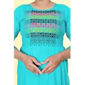 haya fashion - Light Blue Rayon Women's Straight Kurti ( Pack of 1 ) - None