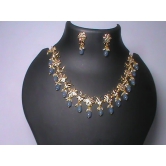 Stunning American Diamond Necklace Set with Blue Beads