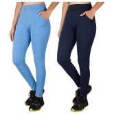 KARARO JEGGINGS - Cotton Blend Skinny Fit Blue Womens Jeggings ( Pack of 2 ) - None