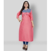 Rangrasiya - Pink Cotton Women's Straight Kurti ( Pack of 1 ) - L